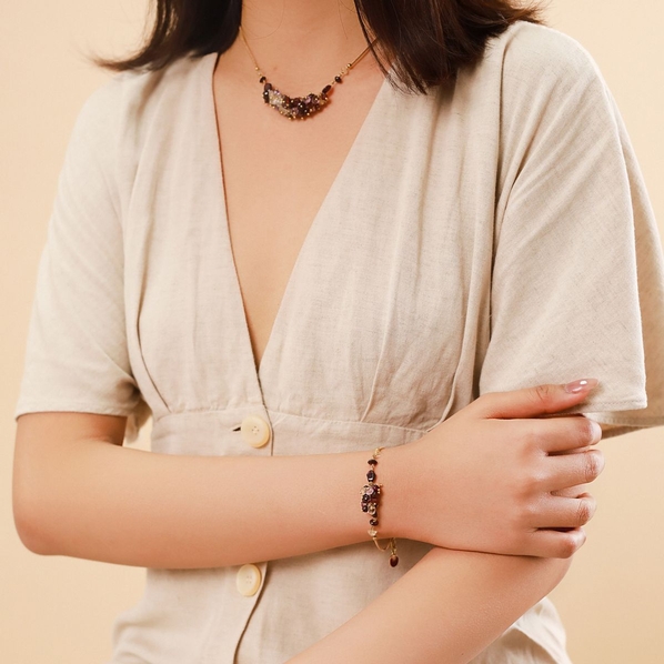 Nature Bijoux Браслет Nature Bijoux, Grenadine, аметист, гранат, цитрин, нефрит, NB23.1-13-42790