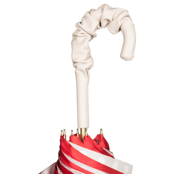 Pasotti Зонт-трость Pasotti Rosso Pois Ivory Pelle