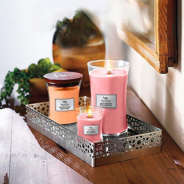 Woodwick Свеча большая Woodwick Дыня и розовый кварц
