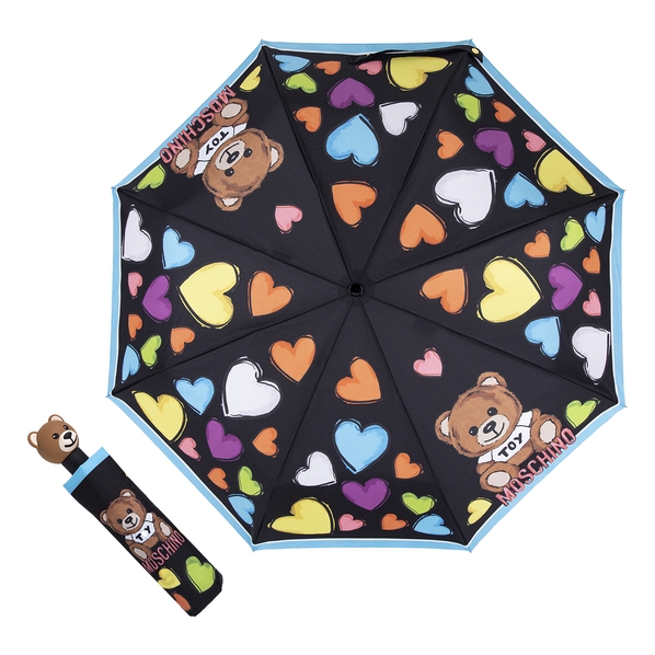Moschino Зонт складной Moschino 8587-OCA Hearts and Bear Black