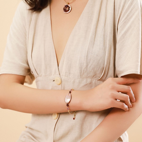Nature Bijoux Браслет Nature Bijoux, Grenadine, аметист, гранат, цитрин, перламутр, NB23.1-13-42793