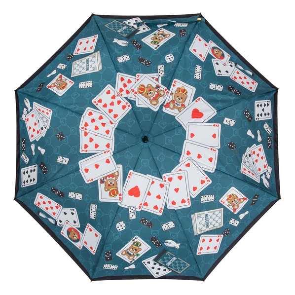 Moschino Зонт складной Moschino 8590-OCR Bear Playing Cards Teal blue