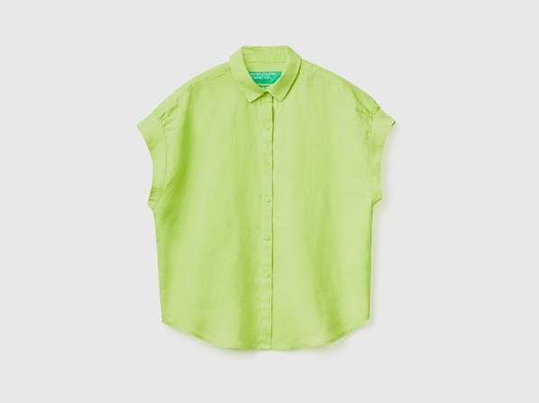 United colors of Benetton Льняная рубашка с коротким рукавом Benetton