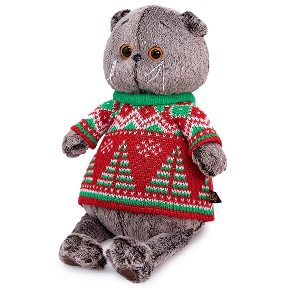 BUDI BASA collection Мягкая игрушка BUDI BASA collection Басик в свитере с елками
