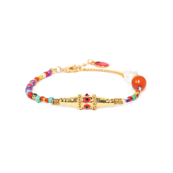 Nature Bijoux Браслет Nature Bijoux, Raksha, хрусталь,сердолик,цветной бисер,эмаль, NB22.1-13-42185