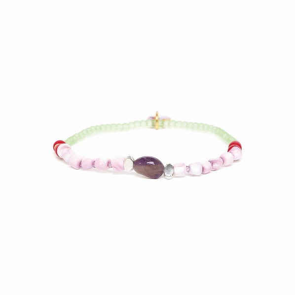 Nature Bijoux Браслет Nature Bijoux, Nenuphar, стрейч,ракушка,амазонит,говлит,аметист, NB23.1-13-42777