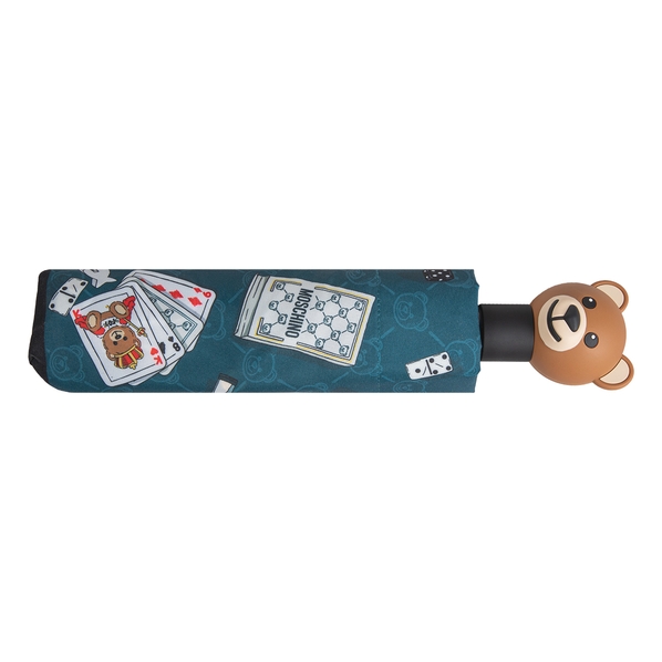 Moschino Зонт складной Moschino 8590-OCR Bear Playing Cards Teal blue