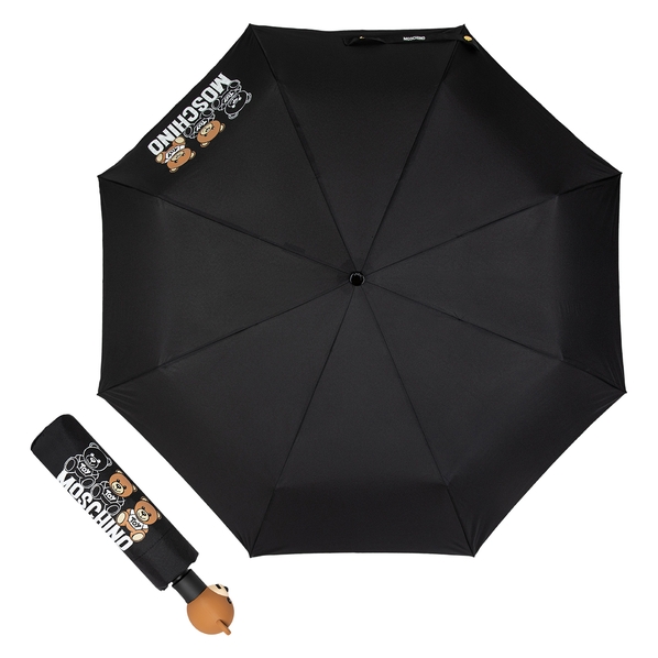 Moschino Зонт складной Moschino 8061-OCA Scribble bears Black