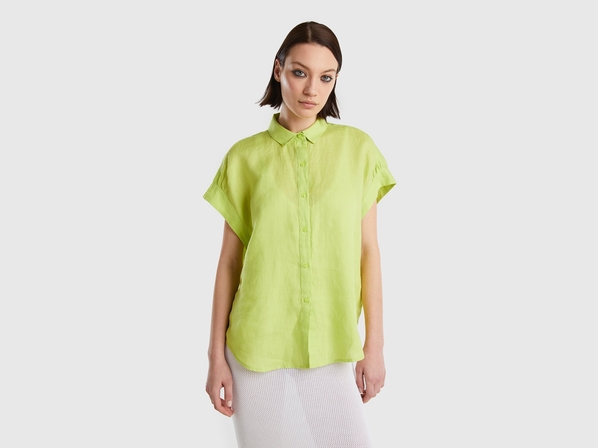 United colors of Benetton Льняная рубашка с коротким рукавом Benetton