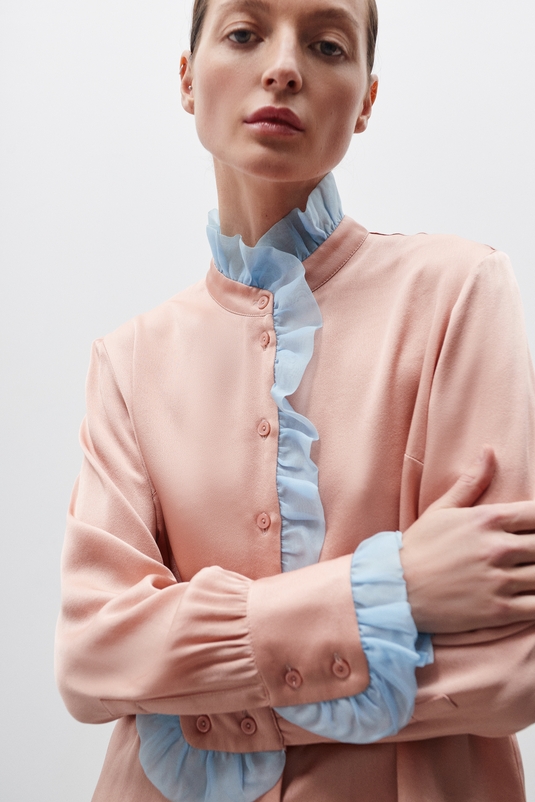 FASHION REBELS Розовая блуза с органзой