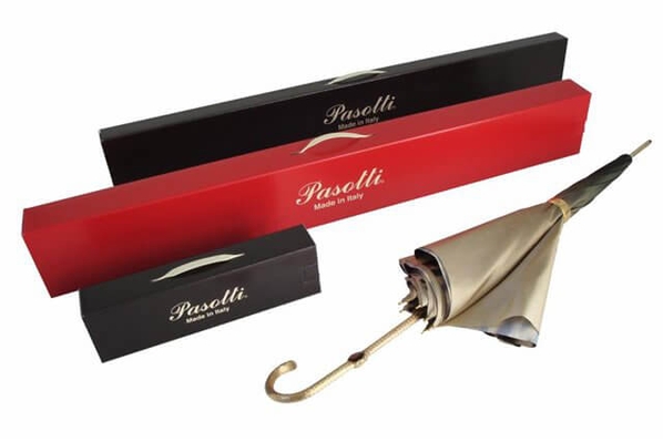 Pasotti Зонт-трость Pasotti Classic Pelle StripesS Black