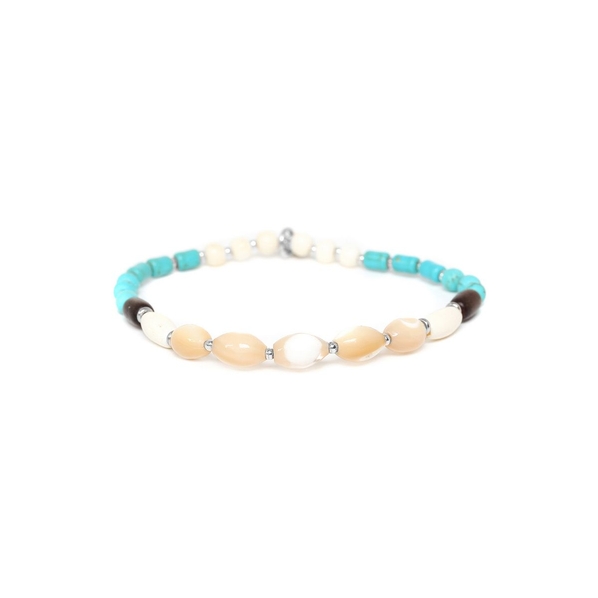 Nature Bijoux Браслет Nature Bijoux, Malibu, стрейч,говлит,перламутр,кость и сибукао, NB23.1-13-42851