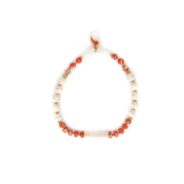 Nature Bijoux Браслет Nature Bijoux, Porquerolles, стрейч, перламутр, яшма, кость, говлит, NB23.1-13-42711