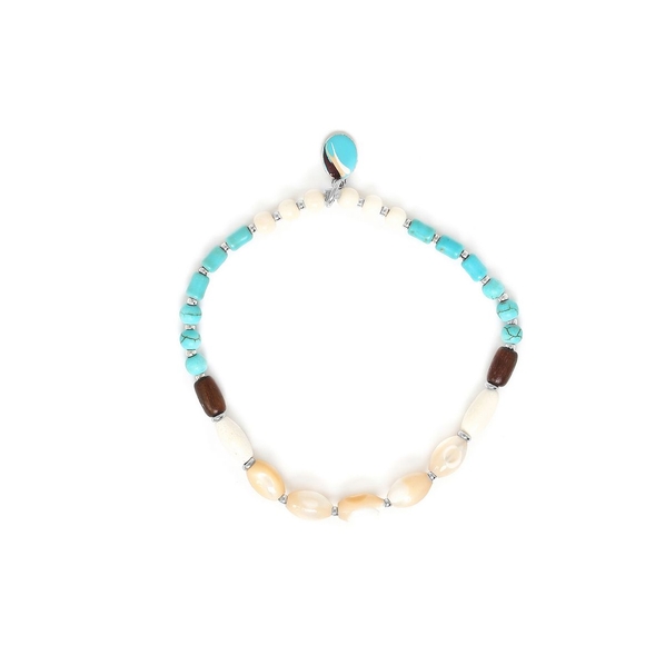 Nature Bijoux Браслет Nature Bijoux, Malibu, стрейч,говлит,перламутр,кость и сибукао, NB23.1-13-42851