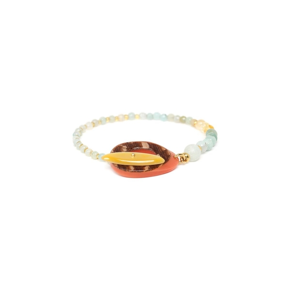 Nature Bijoux Браслет Nature Bijoux, Galapagos, шпон в смоле, амазонит, цитрин,перламутр, NB23.1-13-42743