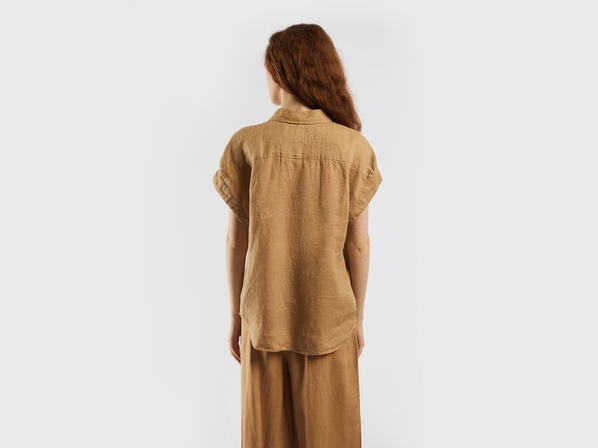 United colors of Benetton Льняная рубашка с коротким рукавом Benetton