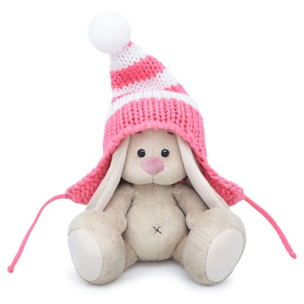 BUDI BASA collection Мягкая игрушка BUDI BASA collection Зайка Ми в полосатой розовой шапке