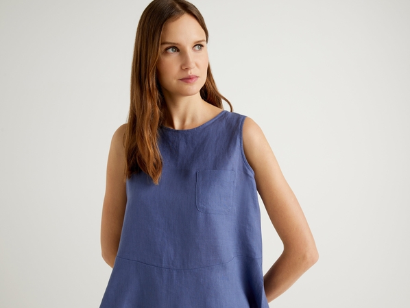 United colors of Benetton Блуза с баской из 100% льна Benetton