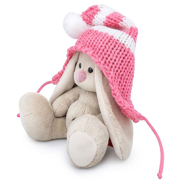 BUDI BASA collection Мягкая игрушка BUDI BASA collection Зайка Ми в полосатой розовой шапке