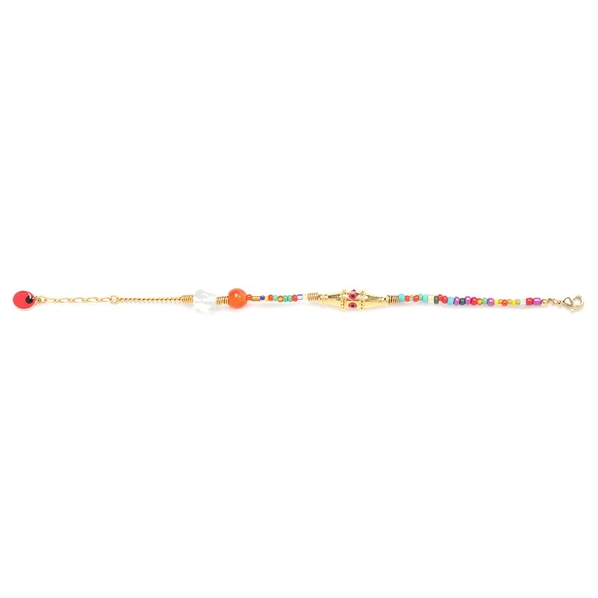 Nature Bijoux Браслет Nature Bijoux, Raksha, хрусталь,сердолик,цветной бисер,эмаль, NB22.1-13-42185