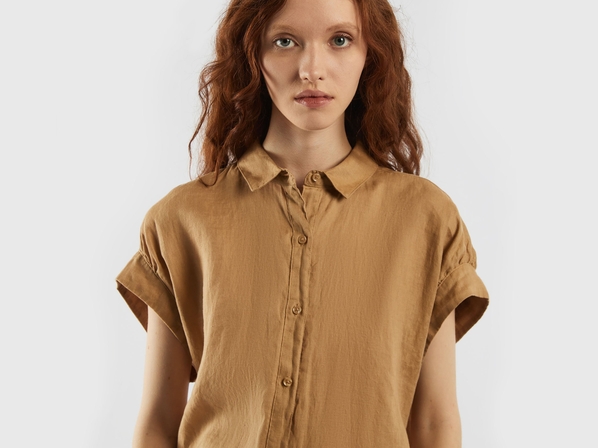 United colors of Benetton Льняная рубашка с коротким рукавом Benetton