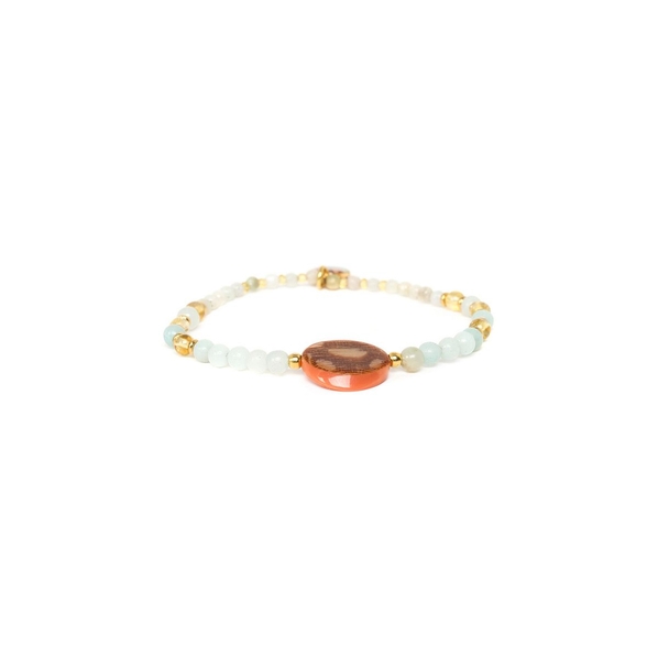Nature Bijoux Браслет Nature Bijoux, Galapagos, стрейч, шпон в смоле, амазонит, цитрин, NB23.1-13-42742