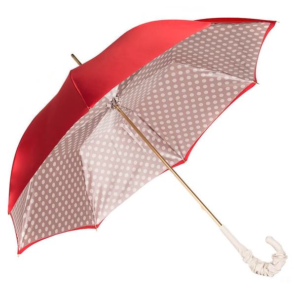 Pasotti Зонт-трость Pasotti Rosso Pois Ivory Pelle