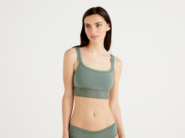 United colors of Benetton Топ с кружевом из эластичного хлопка Benetton