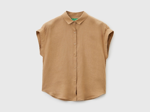 United colors of Benetton Льняная рубашка с коротким рукавом Benetton