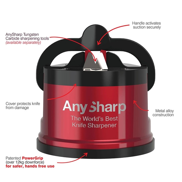 AnySharp Точилка для ножей AnySharp PRO металлический корпус, цвет красный