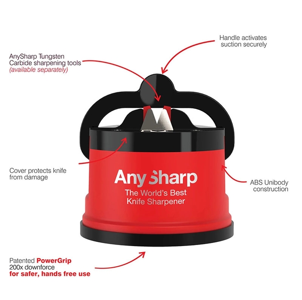 AnySharp Точилка для ножей AnySharp пластиковый корпус, цвет красный