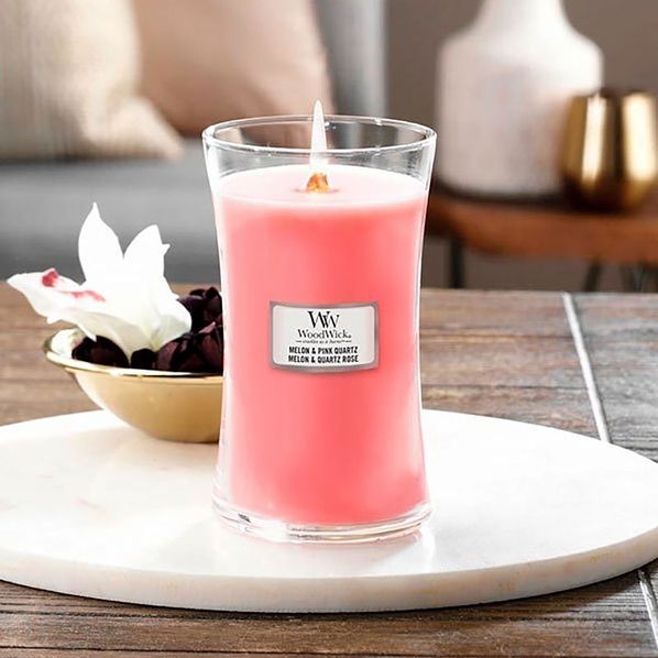 Woodwick Свеча большая Woodwick Дыня и розовый кварц