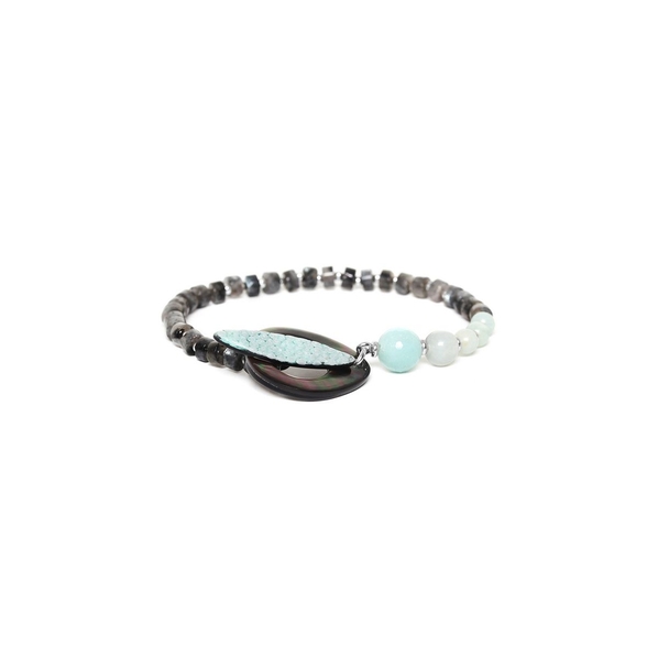 Nature Bijoux Браслет Nature Bijoux, Ko tao, перламутр,кожа ската,амазонит,лабрадорит, NB23.1-13-42874