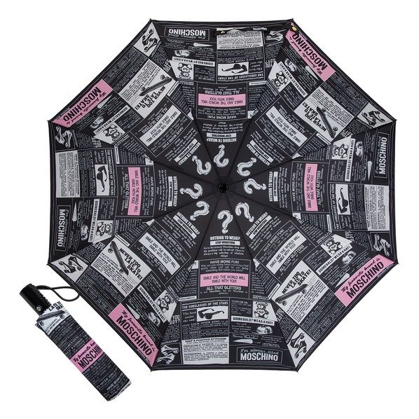 Moschino Зонт складной Moschino 8998-OCA Newspaper Black