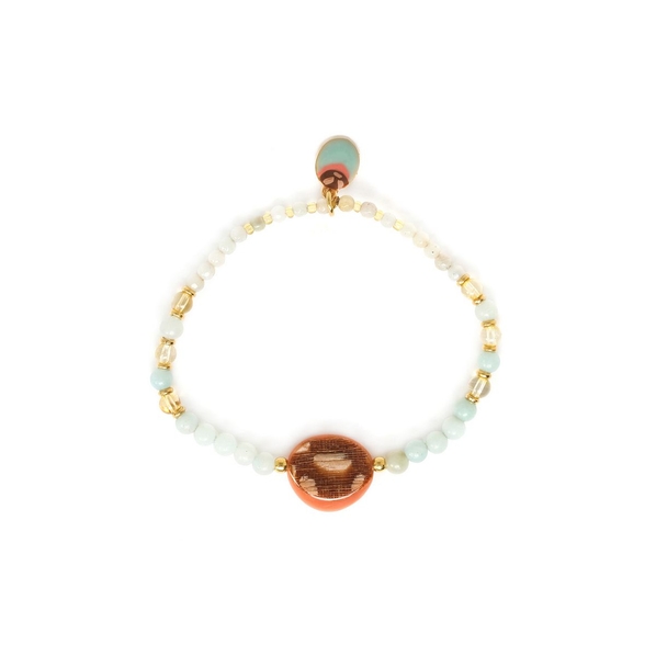 Nature Bijoux Браслет Nature Bijoux, Galapagos, стрейч, шпон в смоле, амазонит, цитрин, NB23.1-13-42742