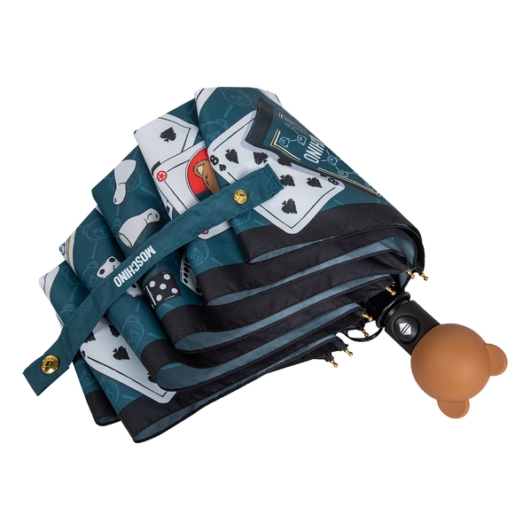 Moschino Зонт складной Moschino 8590-OCR Bear Playing Cards Teal blue