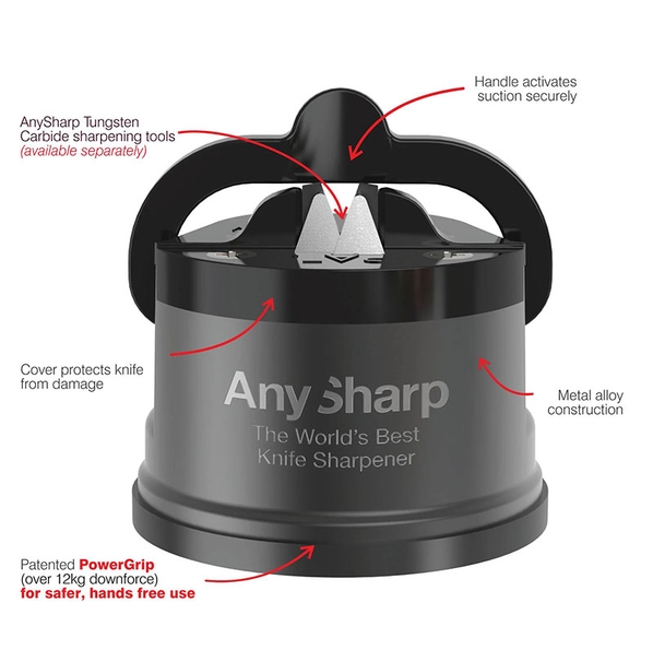 AnySharp Точилка для ножей AnySharp PRO металлический корпус, цвет серый