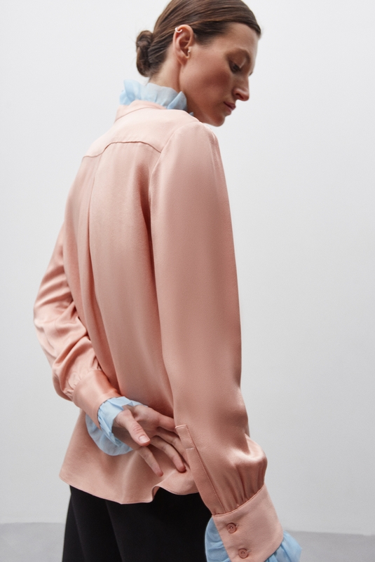 FASHION REBELS Розовая блуза с органзой