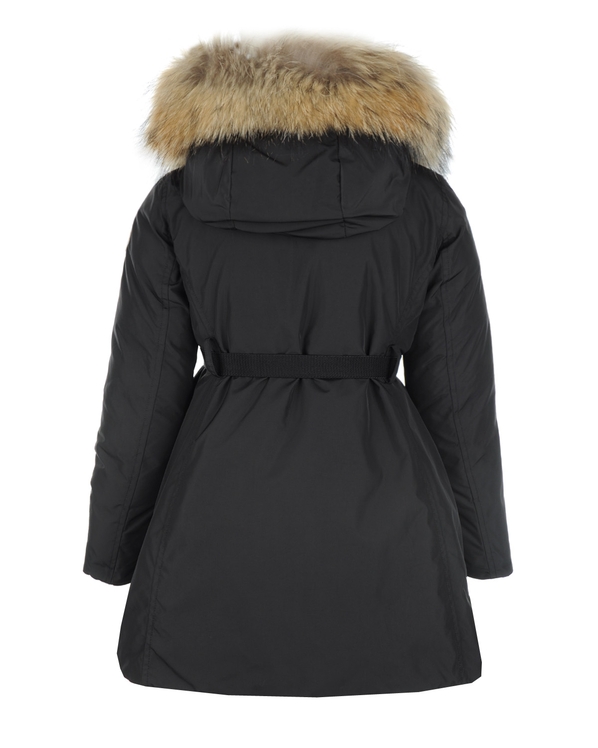 Moncler пух 4934925 57244 999 Z18P Пальто Moncler пух с кап, с/м, не стеган, тон.черн.пояс 62-1